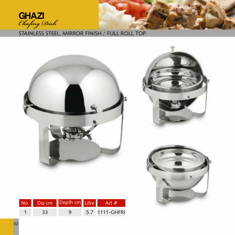 Ghazi Chafing Dish - Full Roll Top