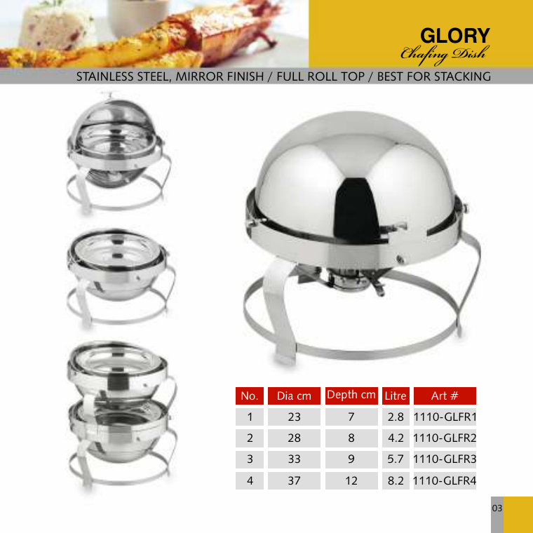 Glory Chafing Dish - Full Roll Top