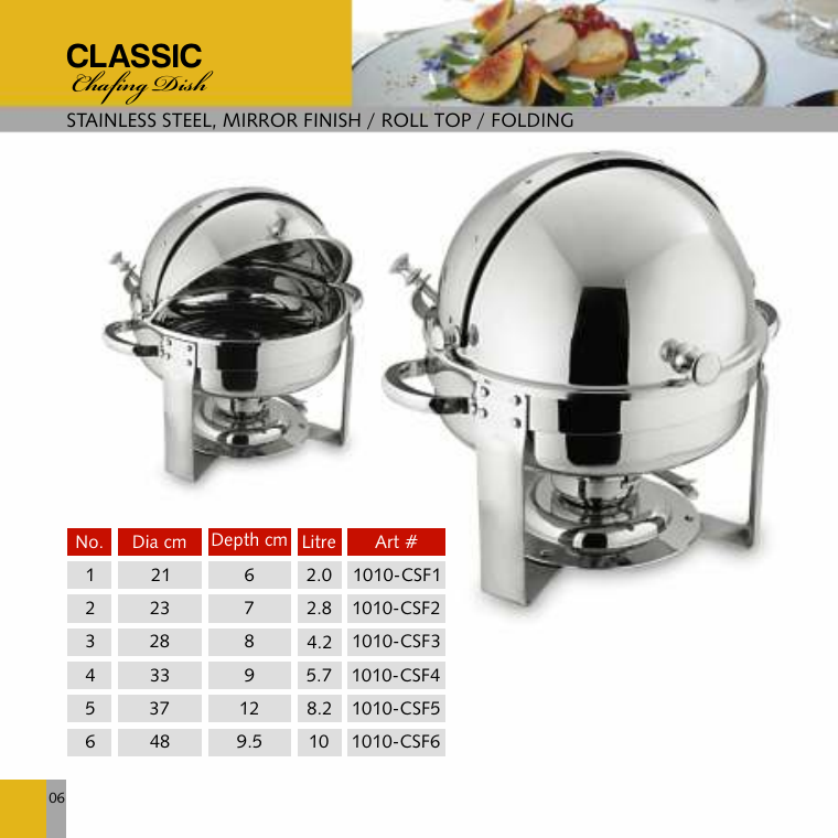 Classic Chafing Dish - Roll Top Folding