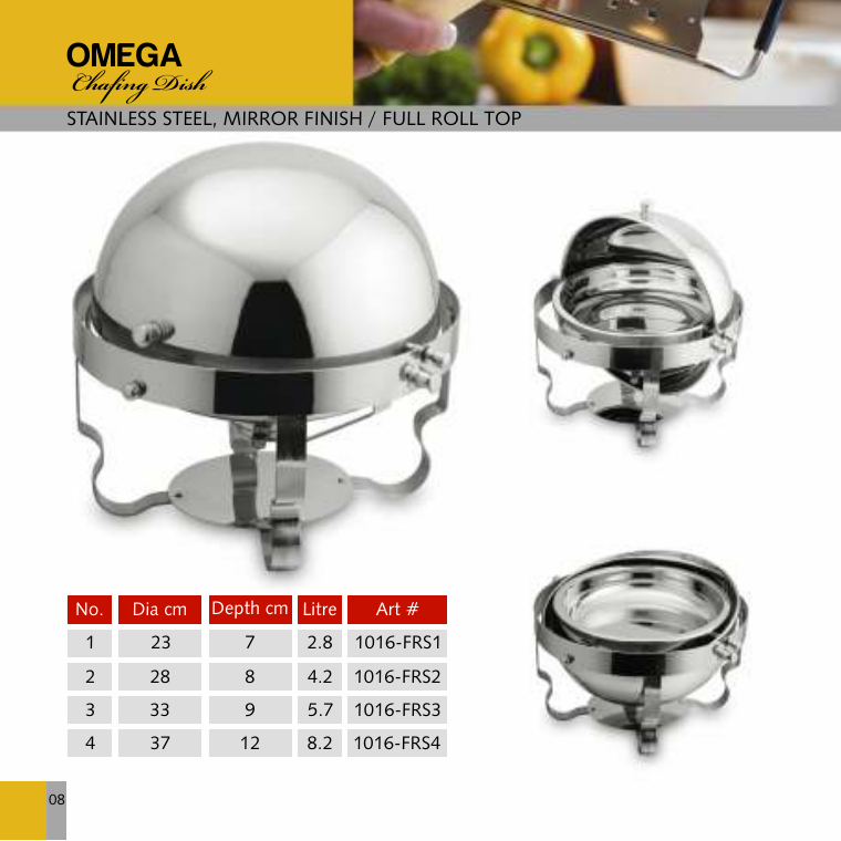 Omega Chafing Dish - Full Roll Top