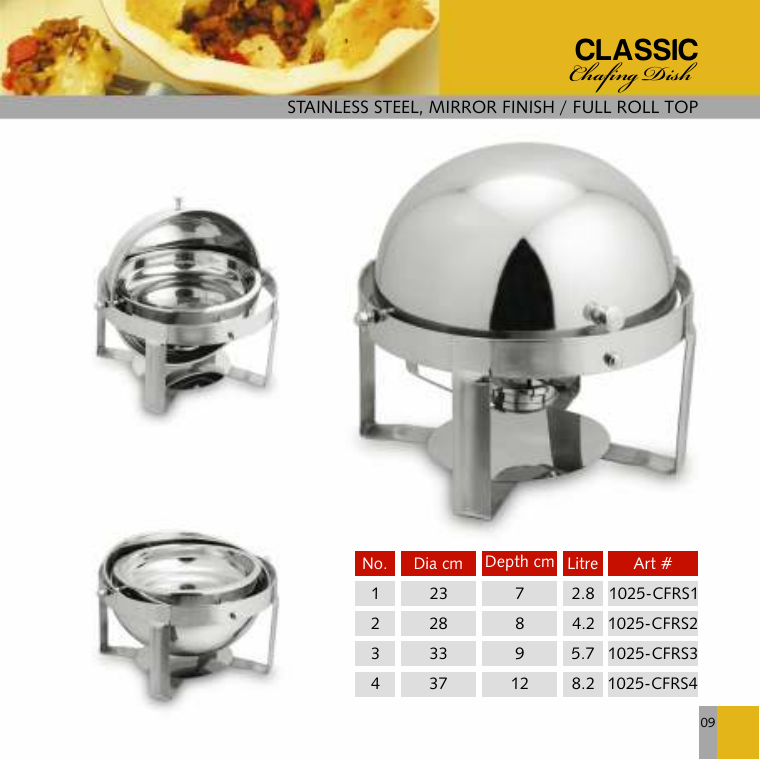 Classic Chafing Dish - Full Roll Top