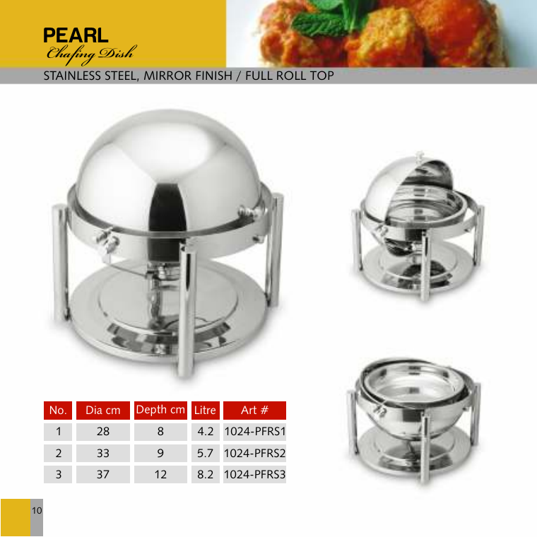 Pearl Chafing Dish - Full Roll Top