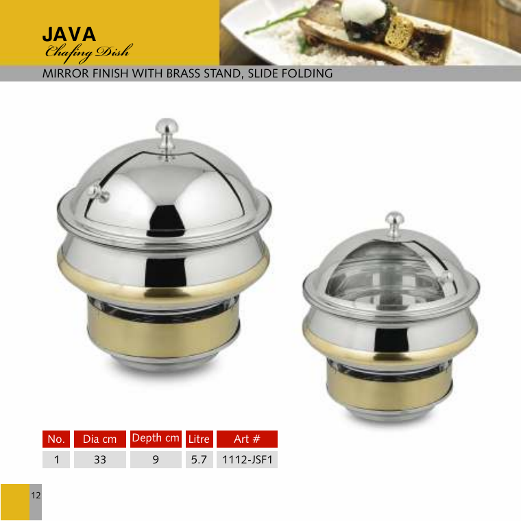 Java Chafing Dish - Brass Stand Slide Folding