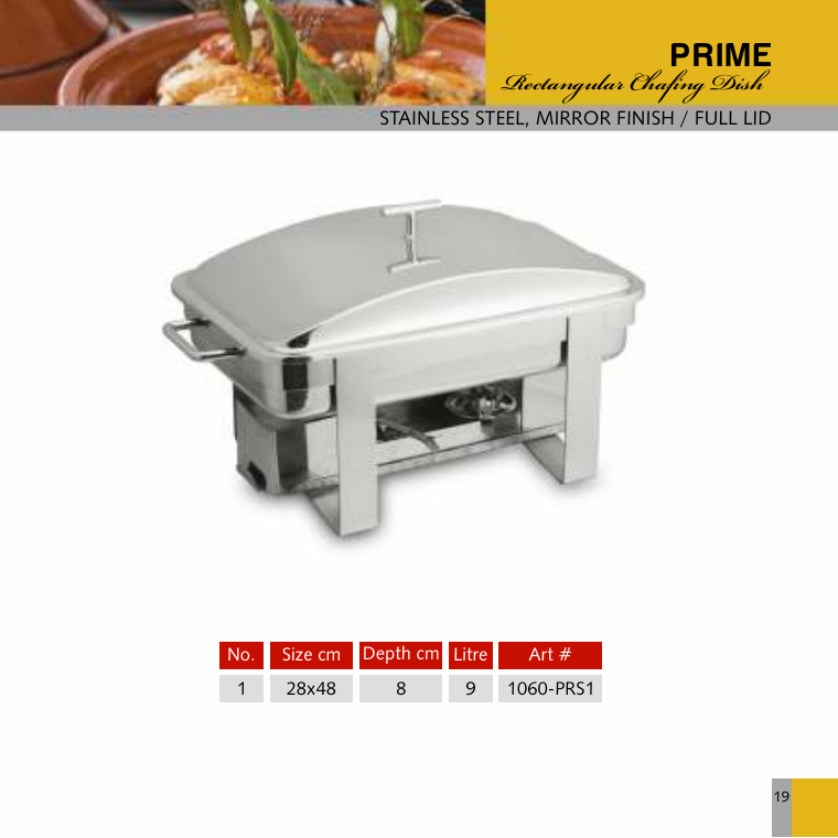 Prime Rectangular Chafing Dish - Full Lid