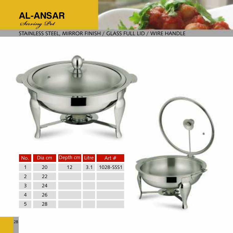 Al-Ansar Serving Pot - Glass Full Lid